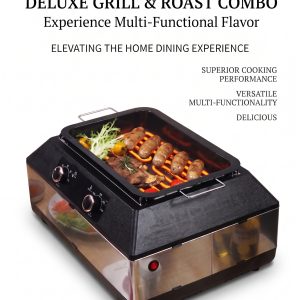 2200W Far-Infrared Smokeless Indoor Grill & Rotisserie – 360° Auto-Rotating Multi-Functional BBQ Roaster